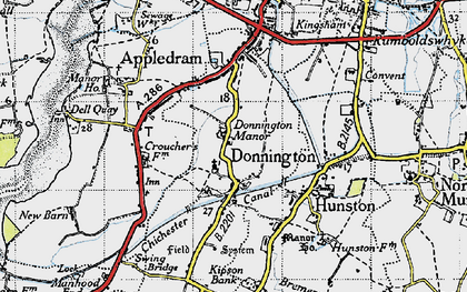 Old map of Donnington in 1945
