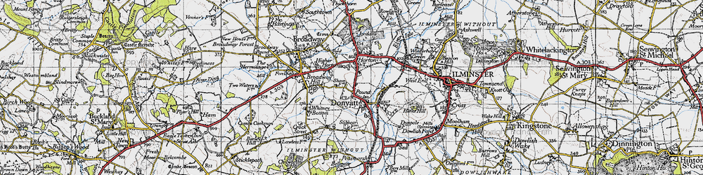 Old map of Donyatt in 1945