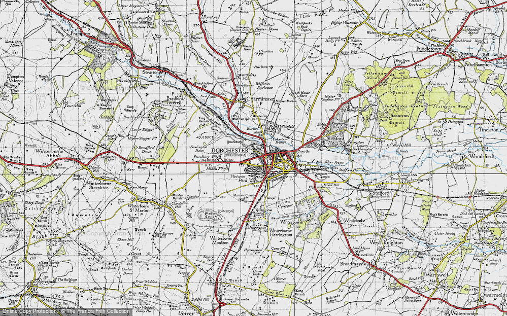 Old Map of Dorchester, 1945 in 1945