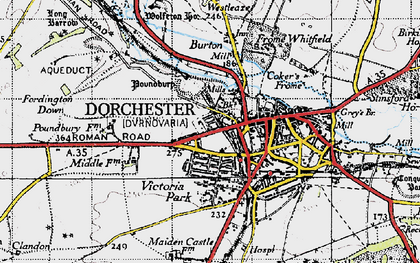 Old map of Dorchester in 1945