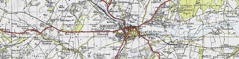 Old map of Dorchester in 1945