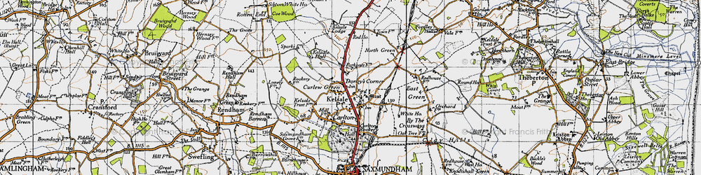 Old map of Dorley's Corner in 1946