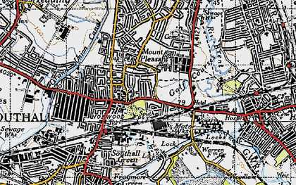 Old map of Dormer's Wells in 1945