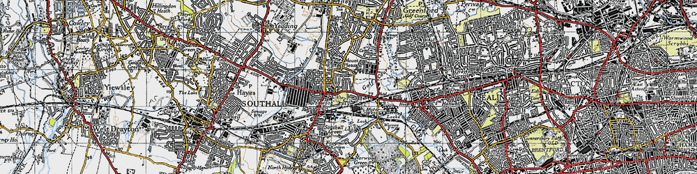 Old map of Dormer's Wells in 1945