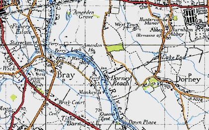 Old map of Dorney Reach in 1945
