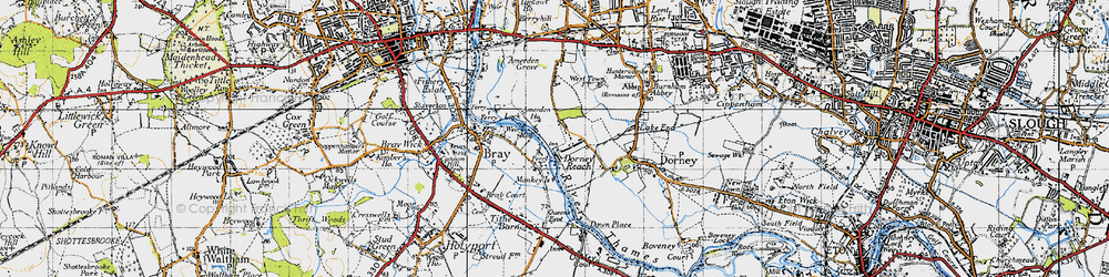 Old map of Dorney Reach in 1945