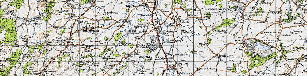 Old map of Dorrington in 1947