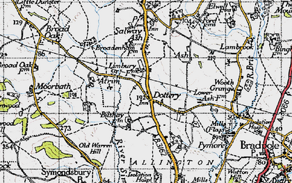 Old map of Dottery in 1945