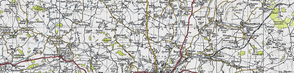 Old map of Limbury in 1945