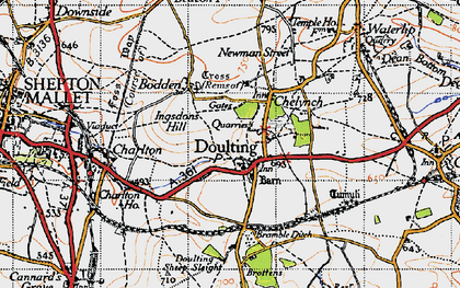 Old map of Doulting in 1946