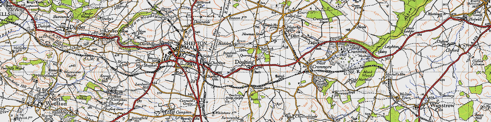 Old map of Doulting in 1946
