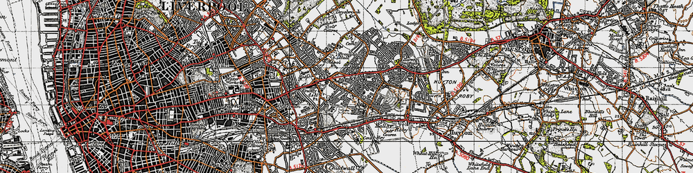 Old map of Dovecot in 1947