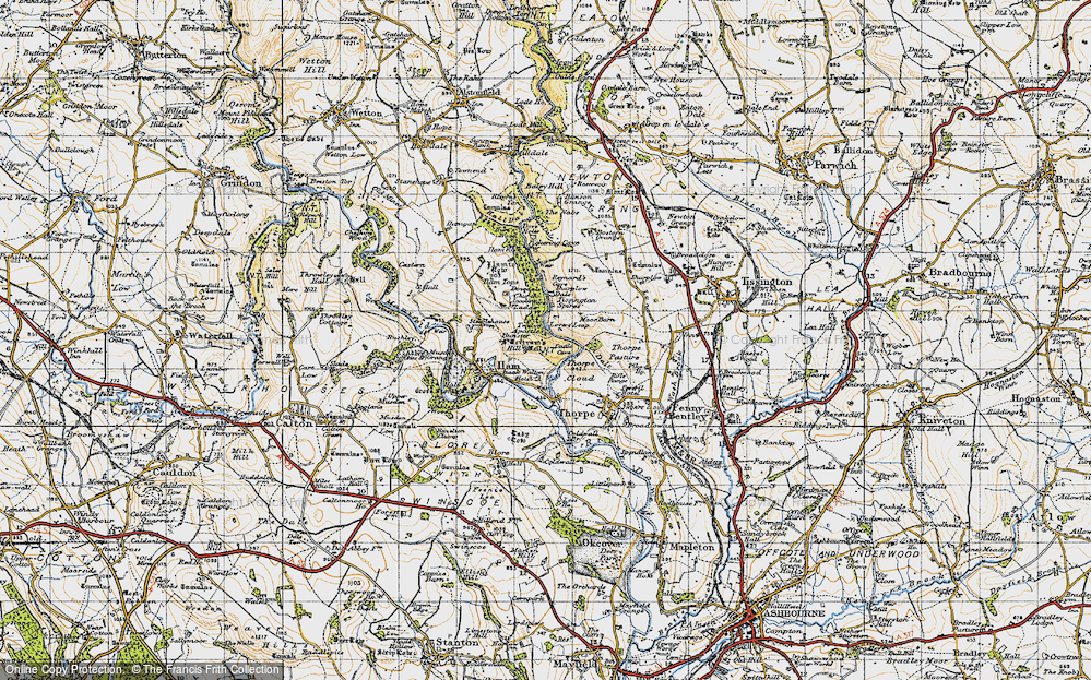 Historic Ordnance Survey Map of Dovedale Castle, 1946