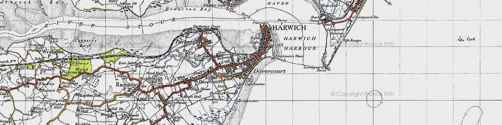 Old map of Dovercourt in 1946