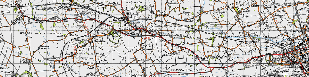 Old map of Dowbridge in 1947