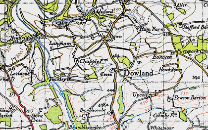 Old map of Dowland in 1946
