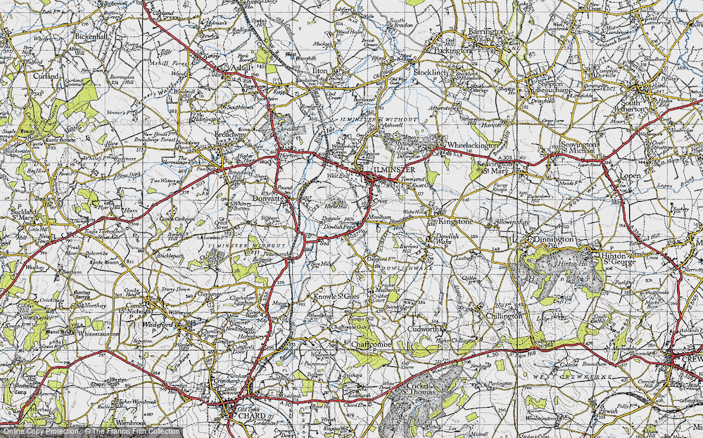 Old Map of Dowlish Ford, 1945 in 1945
