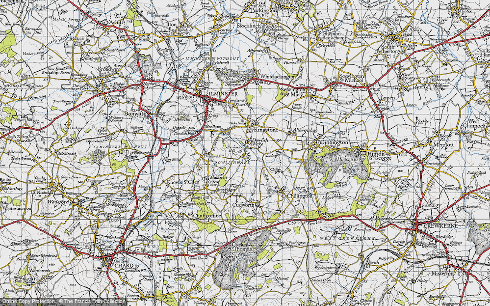 Old Map of Historic Map covering Burrows Hill in 1945