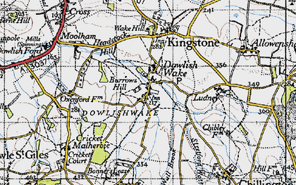 Old map of Burrows Hill in 1945