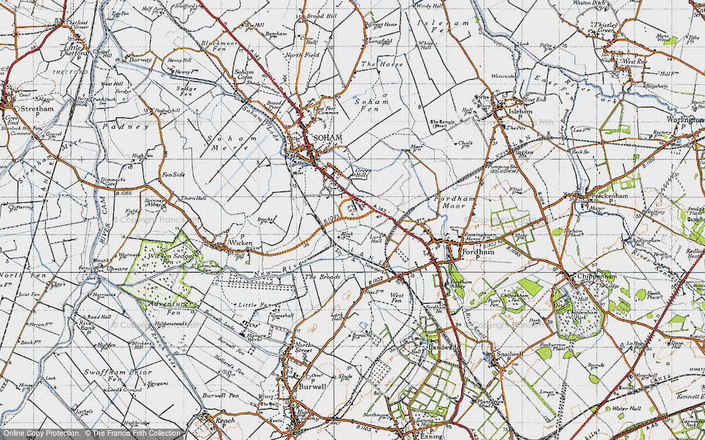 Old Map of Historic Map covering Broads, The in 1946