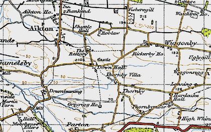 Old map of Down Hall in 1947