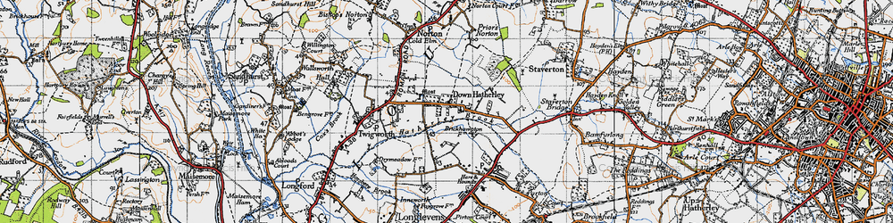 Old map of Down Hatherley in 1947