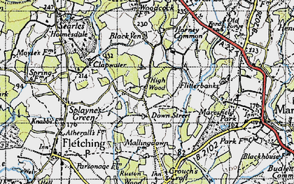 Old map of Down Street in 1940