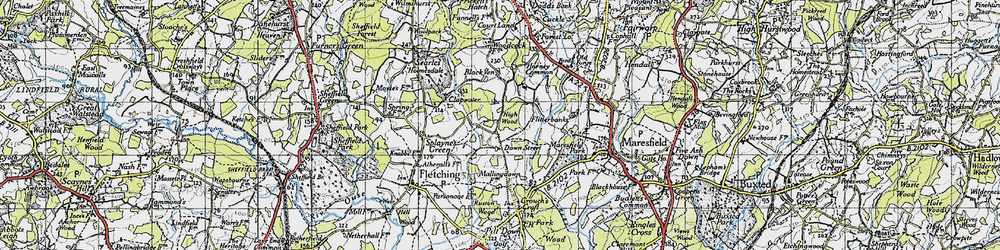 Old map of Down Street in 1940