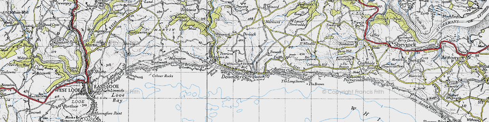 Old map of Downderry in 1946