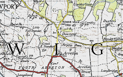 Old map of Arreton Manor in 1945