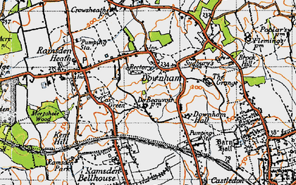 Old map of Downham in 1945