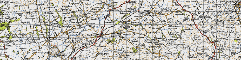 Old map of Downham in 1947
