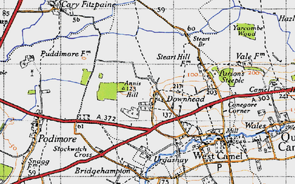 Old map of Annis Hill in 1945