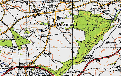 Old map of Downhead in 1946