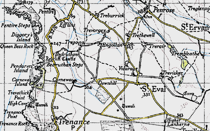 Old map of Downhill in 1946