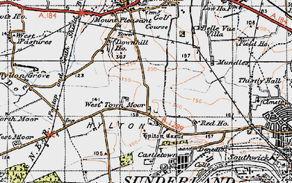 Old map of Downhill in 1947