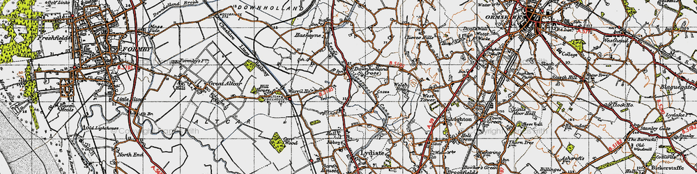 Old map of Downholland Cross in 1947