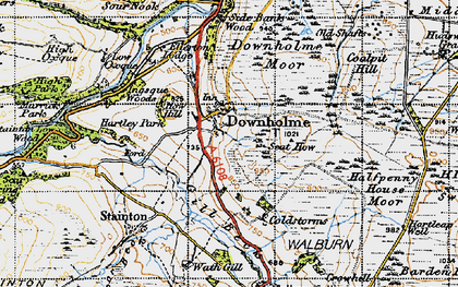 Old map of Downholme in 1947
