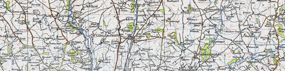 Old map of Downicary in 1946