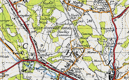 Old map of Downley in 1947