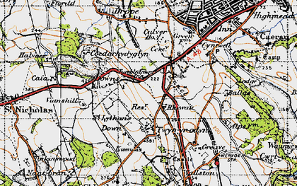 Old map of Downs in 1947