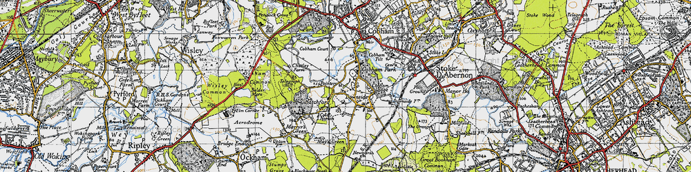 Old map of Downside in 1940