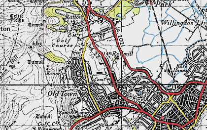 Old map of Downside in 1940
