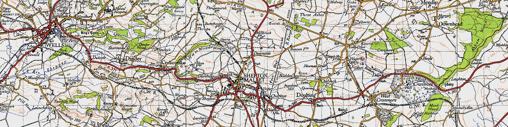 Old map of Downside in 1946