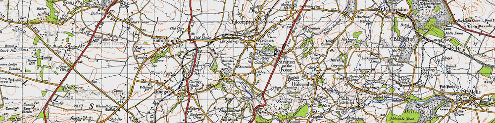 Old map of Downside in 1946