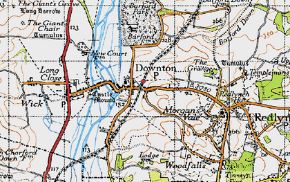 Old map of Downton in 1940