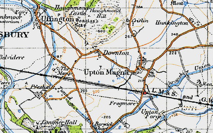 Old map of Haughmond Hill in 1947