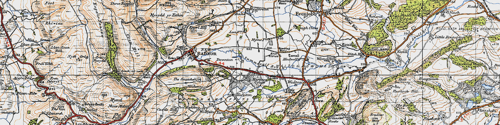 Old map of Four Stones in 1947