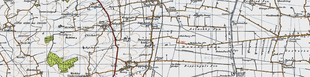 Old map of Dowsby in 1946