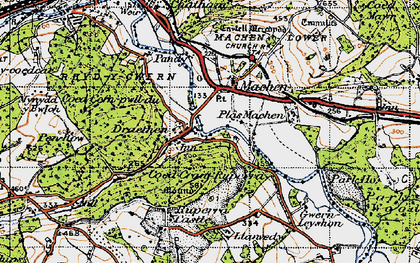Old map of Draethen in 1947